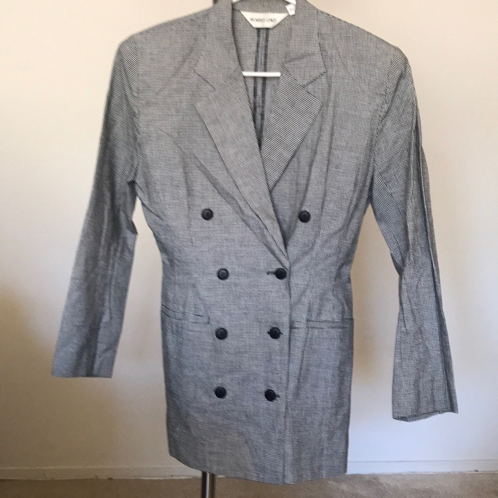 Double Breasted Houndstooth Blazer - 100% Cotton